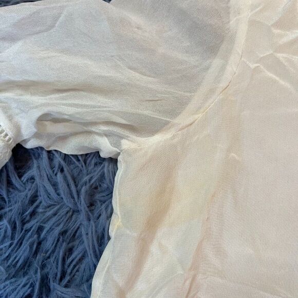 Rebecca Taylor Off White Silk Blouse Mixed Media Size 2 - Picture 3 of 6